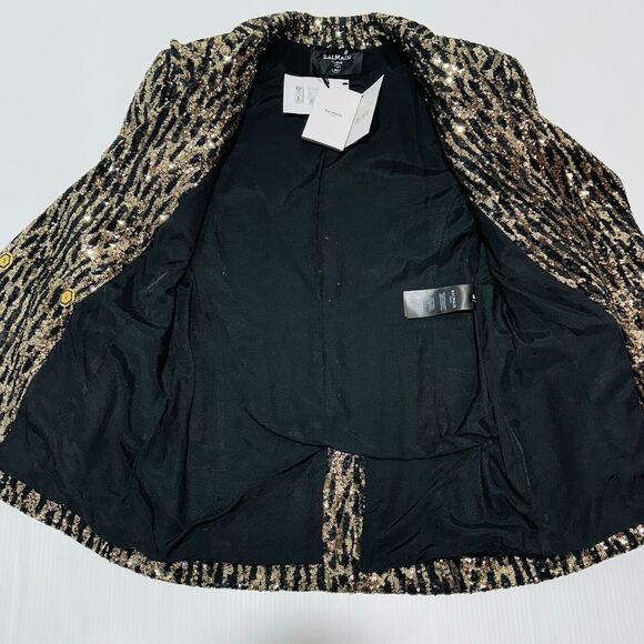 Balmain Blazer 40/US 8/ M Gold Sequin Peak Lapel Double-Breasted NWT $3995 - Picture 14 of 15